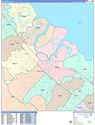 Redwood City Wall Map Color Cast Style 2026